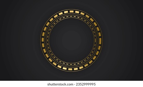fondo abstracto de lujo negro con línea de círculo y pantalla de fondo elegante de textura dorada. elemento de luz oscura metálica ondulada ilustración de decoración de arte dorado gráfico de forma premium.