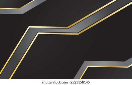 Black luxury abstract background with gold lines