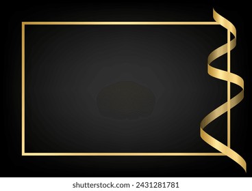 Black Luxury Abstract Background with Ribbon. Invitation Card. Vector Illustration. 