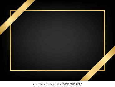Black Luxury Abstract Background with Ribbon. Invitation Card. Vector Illustration. 