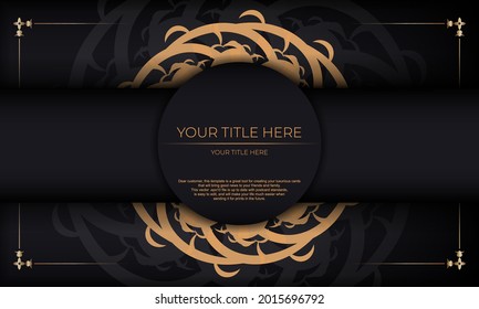 Black luxury background with abstract mandala ornament. Elegant and classic vector elements with space for your text.