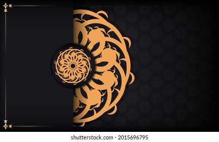 Fondo de lujo negro con decoración de Mandala abstracta. Elementos vectoriales elegantes y clásicos con espacio para el texto.