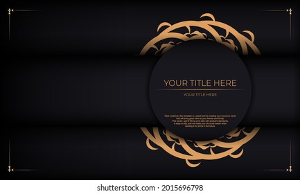 Black luxury background with abstract mandala ornament. Elegant and classic vector elements ready for print and typography.