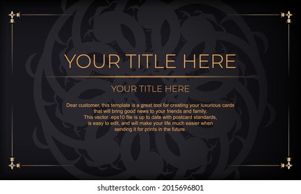 Black luxury background with abstract mandala ornament. Elegant and classic vector elements ready for print and typography.