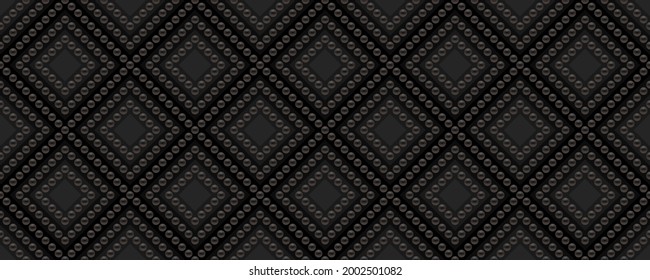 Black luxury background with beads. Seamless vector illustration. 