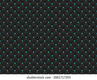 Black luxury background with blue beads. Seamless vector illustration. 