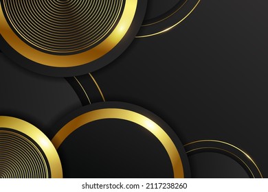 Black luxury background circle overlapped shape with black and golden gradient