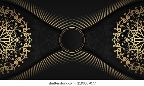 black luxury background, decorated with golden mandala