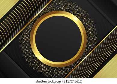Black luxury background diagonal overlapped shape with golden and black gradient