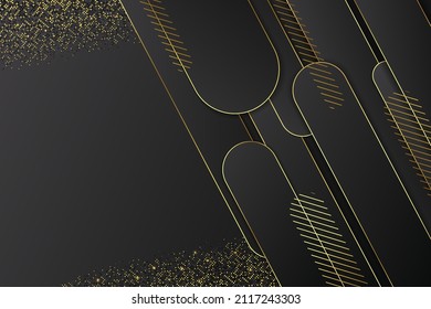 Black luxury background geometric overlapped shape with golden and black gradient