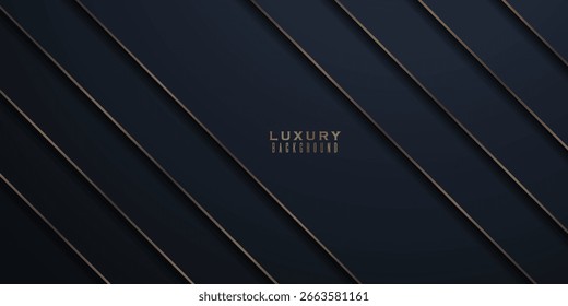 Fundo de luxo preto com elementos de ouro, design de conceito de papel, ilustração vetorial