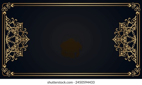 black luxury background  with gold mandala ornaments