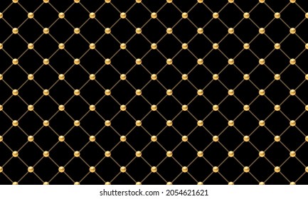 Black luxury background with golden chains and beads. Vector illustration.