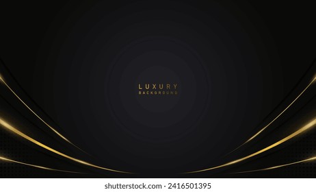 Black luxury background with golden line elements decoration. luxury, premium vector design