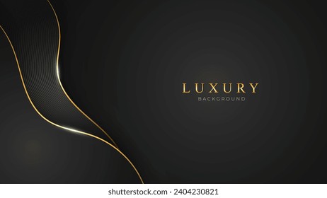 Schwarz-Luxus-Hintergrund mit goldenen Linien. Abstrakter Hintergrund und Hintergrund in Schwarz und Gold im 3D-Stil. Vektorgrafik von Deluxe und Elegantem Hintergrund