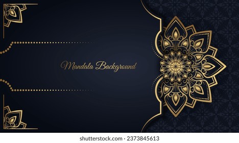 Black luxury background  with mandala ornament