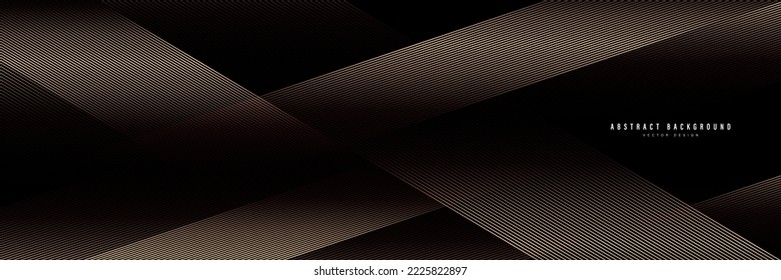 Black luxury background with shiny gold diagonal line pattern. Elegant stripes golden lines diagonal overlap. Luxury style design. Suit for header, cover, poster, banner, website. Vector illustration