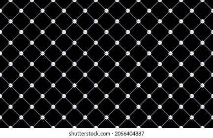 Black luxury background with silver chains and beads. Vector illustration.