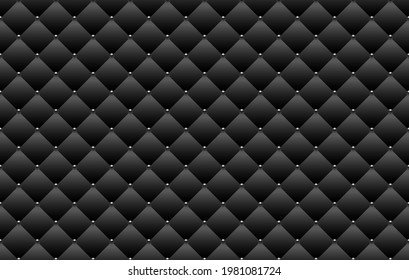 Black luxury background with small black beads and rhombuses. Seamless vector illustration. 