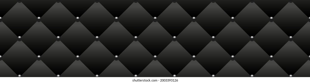 Black luxury background with small black beads and rhombuses. Seamless vector illustration. 
