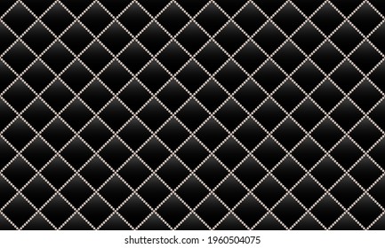 Black luxury background with small pearls and rhombuses. Seamless vector illustration. 