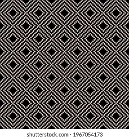 Black luxury background with small pearls and rhombuses. Seamless vector illustration. 