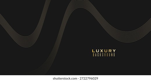 Diseño de Vector de fondo de lujo negro. Fondo abstracto dorado y negro con doblez y línea curva y papel. Flayer, Anuncios