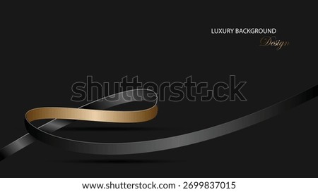 Black luxury background vector design. Gold and black abstract background with fold and curved line and paper. Suit for banner, backdrop, certificate, award template, presentation, invitation card.