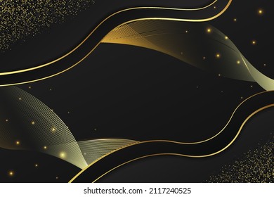 Black luxury background wave shape with black and golden color