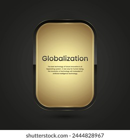 Black Luxury button infographic vector design. A gold and black icon on isolated dark gradient background, a premium Vector illustration template