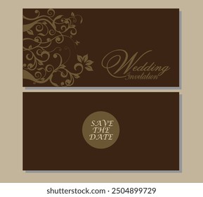 BLACK LUXURY ELEGANT  VECTOR DECORATIVE  INVITATION CARD USES FOR MARRIAGE, BIRTHDAY, PARTY  