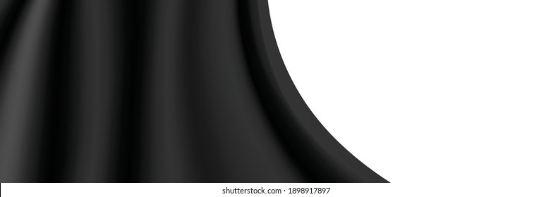 Black luxury fabric background with copy space. Abstract Illustration. Luxurious black line background. Abstract dark background illustration with geometric graphic elements