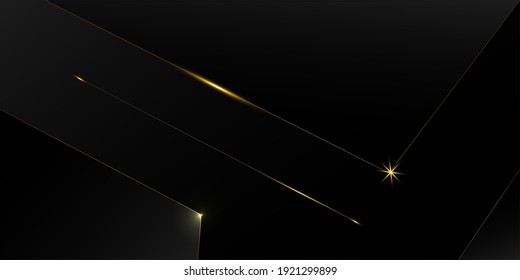 Black Luxury Gold Background. Christmas New Year Celebration Banner. Golden Rich VIP Low Poly Border Royal Silver Business Frame 3D Abstract Polygonal Sparkling Cover. Luxury Crystal Gold Card