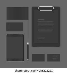Black Luxury Logotype presentation corporate identity template Mock up design elements. Vector Business stationery objects