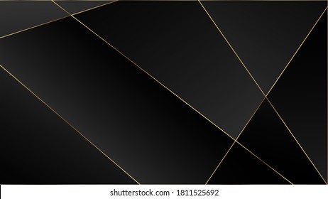 Black Luxury Polygon Texture. Elegant Dark Platinum Chic Shapes Banner Silver Rich VIP Geometric Celebration Background. Crystal Triangle Black Luxury Wallpaper. Gold Lines Triangular Premium Frame.