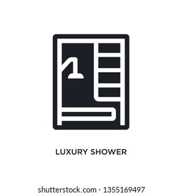 black luxury shower isolated vector icon. simple element illustration from sauna concept vector icons. luxury shower editable logo symbol design on white background. can be use for web and mobile