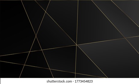 Black Luxury Triangular Pattern. Rich VIP Silver Geometric Celebration Wallpaper. Gold Lines Polygon Premium Frame. Crystal Triangle Black Luxury Background. Elegant Dark Platinum Chic Shapes Banner