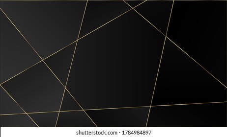 Black Luxury Triangular Texture. Gold Lines Polygon Premium Poster. Elegant Dark Platinum Chic Shapes Frame Crystal Triangle Black Luxury Wallpaper. Rich Silver VIP Geometric Celebration Background.
