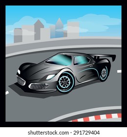 Black luxury vector cartoon sports car