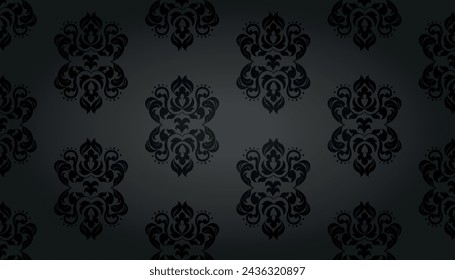 Black luxury vintage casino background with floral seamless ornament	