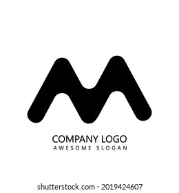 diseño vectorial premium del logotipo M negro