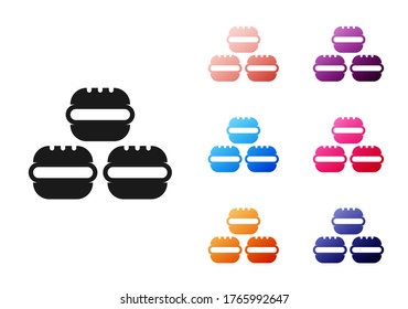 Black Macaron cookie icon isolated on white background. Macaroon sweet bakery. Set icons colorful. Vector