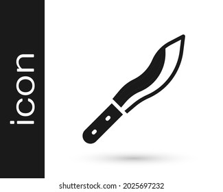 Black Machete or big knife icon isolated on white background.  Vector