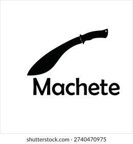 Black Machete Silhouette Vector Icon Isolated on White Background