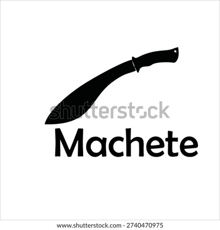 Black Machete Silhouette Vector Icon Isolated on White Background