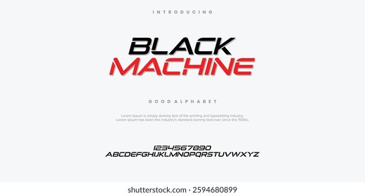 Black Machine Abstract minimal modern alphabet fonts. Typography technology vector illustration