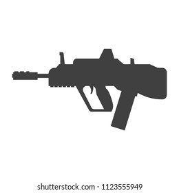 black machine gun on white background vector art