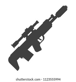 black machine gun on white background vector art