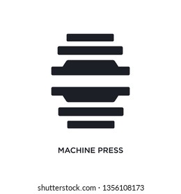 black machine press isolated vector icon. simple element illustration from industry concept vector icons. machine press editable logo symbol design on white background. can be use for web and mobile