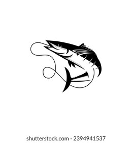 Diseño Deportivo con el logotipo del icono del pescado de la caballa negra